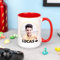 Wanapix | Taza XL Personalizada con Foto y Texto | Capacidad de 440ml | Taza Grande de Cerámica con Diseño Único | Regalo Original | Apta para Microondas | Interior y Asa Color Rojo