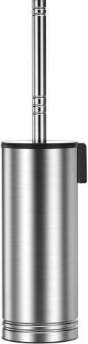Toilet Bowl Brush Holder Set: Stainless Steel Bathroom Accessory Toilet Cleaner Scrubber - Silver