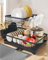 2 Tier Dish Drying Rack, Dish Drainer Rack with Drip Tray, Sink Drainer Rack with 360° Swivel Drainage Spout, Space-Saving for Kitchen Counter, Utensil Holder & Cups Holder, Cutting-Board Holder