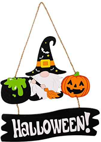 Luxshiny Decoración de Pared de Halloween de Madera Letrero Colgante Temático de Halloween para Puerta Adorno de