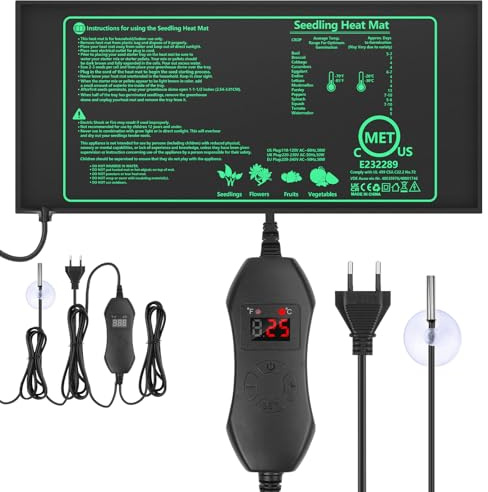 Pfloge® Thermostat Terrariumtapis Chauffants, 50W Tapis Chauffant Plante avec ContrôLeur, PVC éTanche Tapis Adjustable Chauffage, 20-45℃, pour Les Semis, Les Animaux Domestiques et Les Reptiles