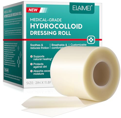 Hydrocolloid Bandages for Wound Care, 5cmx3.6m Hydrocolloid Patch Roll Cut-to-Size, Supports Natural Healing, Absorbs Excess Moisture Waterproof,Breathable & Comfortable