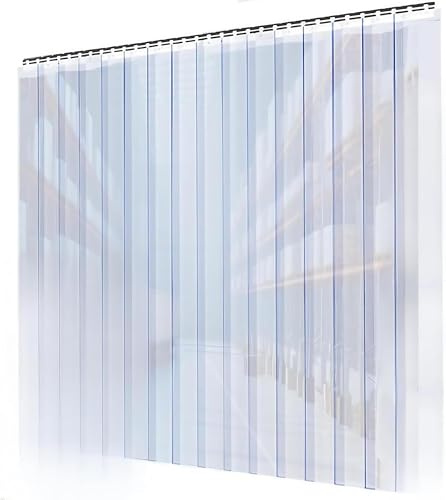 tonchean 6Pcs PVC Strip Curtain 220 X 90 cm Clear Curtain Strip | Transparent Pest Control Curtain with 30 cm keels 3Pcs for Pedestrian Door Chiller Coldroom Freezer Room Storage Door