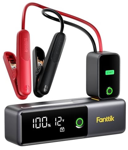Fanttik Potent T10 Tragbarer Starthilfe Powerbank, Starthilfegeräte | 12000mAh Powerbank, 12V sichere Lithium-Starthilfe, Batteriebooster für 7,0L Benzin- und 5,0L Dieselmotoren