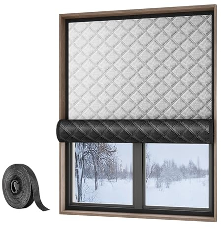 LXRHLIKG Dreilagige Isolierfolie Fenster, Thermofolie Fenster aus Aluminiumfolie, Rollo-Design, mit Klebestreifen(90x150cm/35x59in)