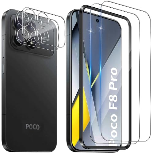 Funrae Schutzfolie für Xiaomi Poco F8 Pro für Panzerglas mit Kameraschutz | 2 PCS 0.33MM 9H Härte Folie und 2 PCS Ultra-Klar Kamera Schutz, Anti-Kratzen Displayschutz HD Folie Schutzglas