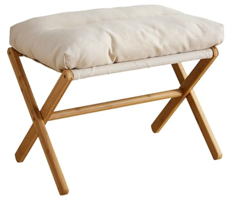 Akozon Osmanischer Fußhocker mit Weichem Kissen, Faltbares Design und Verwendung Im Wohnzimmer – Stilvoller und Multifunktionaler Fußhocker, Zuhause und Küche/Möbel/Wohnzimmermöbel/Ottomanen (Beige)
