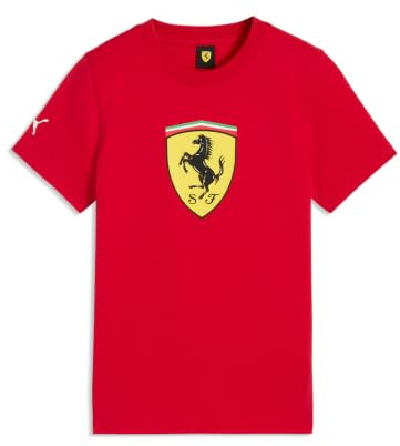 PUMA Scuderia Ferrari F1 Kinder T-Shirt mit großem Scudetto-Wappenlogo | Kurzärmel mit Rundhalskragen, Teaminspiriertes Design und Branding