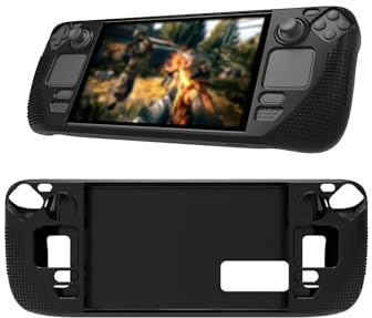 Gehäuse für Valve Steam Deck OLED Retro-Handheld-Spielkonsole, daunke Stoßdicht, Kratzerdicht, tragbar langlebig, schlank und leicht weich Silikon, Schwarz