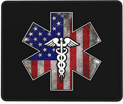 Rettungsdienst, Rettungssanitäter, Notfallsanitäter, Rettungssanitäter, Amerikanische Flagge Mauspads Glatte Mouse Mat Gummibasis Mauspad Für Laptop Pc Büro 25X30Cm