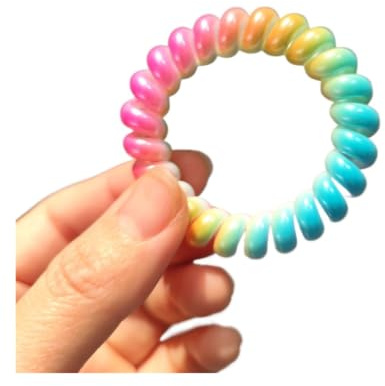 10Pcs Large Rainbow-colored Lacquer-finish Telephone Cord Style Hair Tie Crease-free And Suitable For Adults