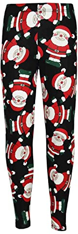 A2Z 4 Kids Christmas Leggings Santa Snowman Penguin Girls 7-13 | Festive Stretch Fashion Pants Soft Comfortable Xmas Everyday Wear