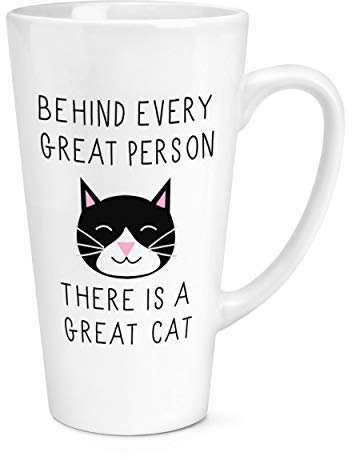 Behind Every Great Person is A Great Cat 17oz Large Latte Mug Cup