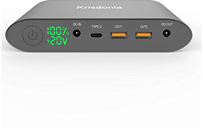 Krisdonia 25000mah Power Bank Batteria Esterna Caricabatterie con Type-C Port + DC Port + Quick Charge 3.0 Dual USB per Notebook, Macbook, Smartphone e Tablet