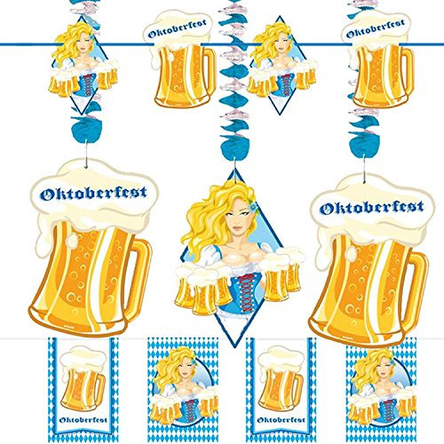 Carpeta 11-teiliges Deko-Set * Oktoberfest * für die Wiesn und eine Bier-Party | Dekoration Girlande Wimpelkette Motto Feier Bayern Oktober Fest Maßkrug Maß