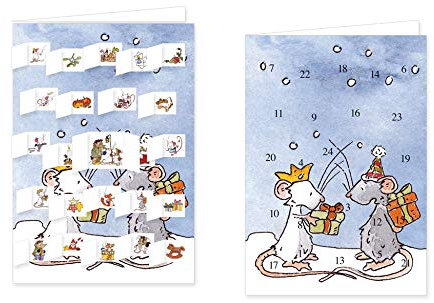 RASW003 -Ein Fest der Freude Tilda Apfelkern Adventskalender-Doppelkarte - 12,5 x 18,5 cm mit hochwertigem Kuvert