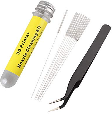 Jopto 3D-Drucker-Düsen-Reinigungsset aus Edelstahl, inkl. 10 x 0,4 mm Nadeln Alternative für 0,4 mm Bohrer und 1 Pinzette für 3D-Drucker – 11 Stück