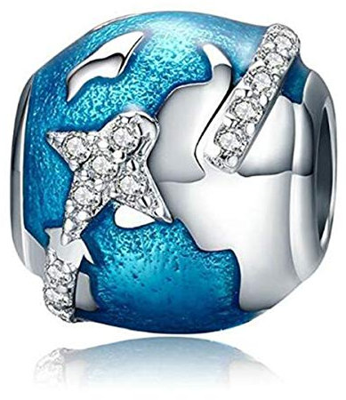 Breloque en argent sterling 925 avec inscription « I Love to Travel » pour bracelets Pandora, Cristal Émail Argent 925