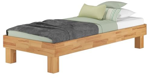 Erst-Holz® Holzbett breites Einzelbett 100x200 Buche Bettrahmen Futonbett mit wählbarem Zubehör V-60.87-10, Ausstattung:ohne Zubehör