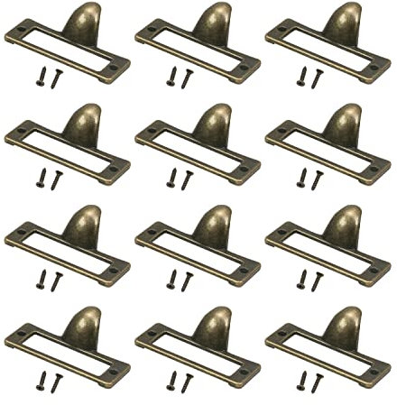 MroMax Etikettenhalter aus Zinklegierung, 5,5 cm x 3,5 cm (L x B), Vintage-Etikettenrahmen, Schubladengriffe für Schrank, Kleiderschrank, Kommode, Schublade, Tür, grün/bronzefarben (mit Schraube), 20
