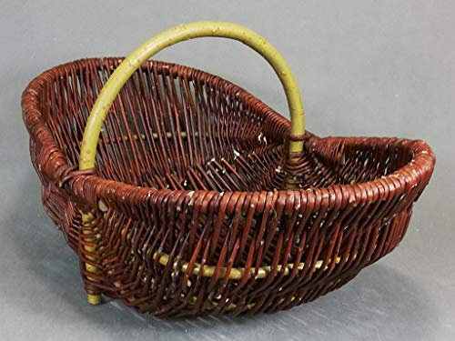 Weidenkorb oval für Ernte, Gemüse und Obst aus ungeschälter, polnischer Flechtweide, handgefertigt, naturbelassen, Größe 62 x 36 x H 17/32 cm