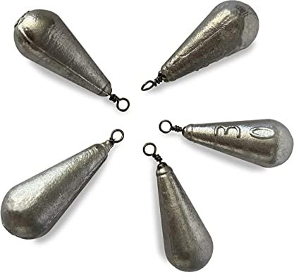 Lasama 5X Birnenblei mit Wirbel Öse 20-120g Grundblei Meeresblei Olivenblei Angelblei (5X 50g)