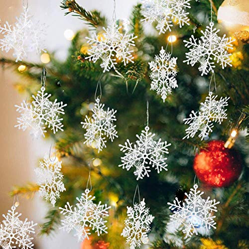 60 Pezzi Fiocchi di Neve Decorazione per Albero di Natale e Ghirlande, per Festa