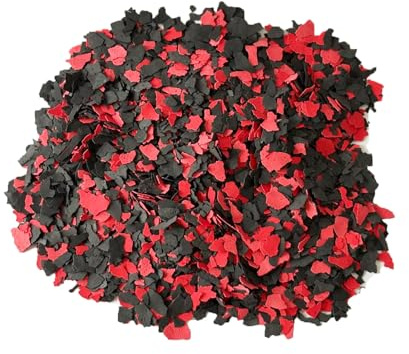 BEKATEQ Farbchips in Schwarz-Rot 1kg, Dekochips, Farbflocken für Epoxidharz Bodenbeschichtung, 1K & 2K PU Bodenfarbe, Alkydharz Betonfarben - Garagenböden, Keller, Wohnraum, Werkstatt BK-130