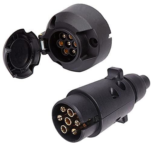 AGRISHOP 12 V 7 Pin Trailer Plug Socket Male Female Wiring Connector Adapter For RV Caravan Tractor Truck Van Towbar Towing Boat Car Trailer Accessory