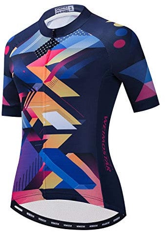 Damen Radtrikot Kurzarm MTB Sportbekleidung Damen Radfahren Fahrrad Kleidung Bike Tops, Diamant, X-Groß