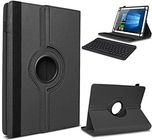 UC-Express Tablet Hülle kompatibel mit PEAQ PET 10980-F628E Tasche Tastatur Schutzhülle Bluetooth Case Schutz Cover 360° Drehbar Keyboard Etui, Farbe:Schwarz