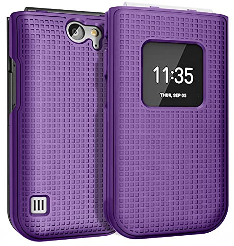 Nakedcellphone Case for Nokia 2720 V Flip Phone, [Purple] Protective Snap-On Hard Shell Cover [Grid Texture] for Verizon TA-1295, 2720V