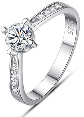 Sam Panda Damen-Ringe, 925er-Sterlingsilber, 5A, kubischer Zirkonia, Verlobungsringe, Ringgrößen 14,5, 17, 19,5, 17,