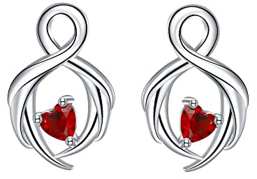 Lydreewam Schutzengel flügel Ohrringe Damen Silber 925 aus 3A Rot Zirkonia Liebe Ohrstecker Valentinstag Muttertag Weihnachten Geburtstags Geschenk für Sie Frauen Freundin Mama