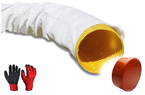 Drainagerohr Gelb gelocht +Filterschlauch+ Endkappen Set DN50 Meterware NEU (20 Meter)
