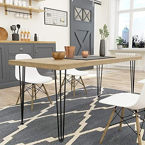 Pied Meuble Scandinave 4pcs Pieds Epingle DIY Pieds pour Table Pied de Chaise,Pied de Banc/Pied de Bureau rectangulaire, Pied de Meuble en Profil és d’Acier,avec Trois tiges (diamètre de Tige 12mm)
