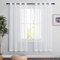 PONY DANCE Schlafzimmer Gardinen mit Ösen Leinenoptik Vorhang Weiss Transparent Fenster Vorhänge für Wohnzimmer Gardinenschals, 2er Set H 175 x B 140 cm, Weiß