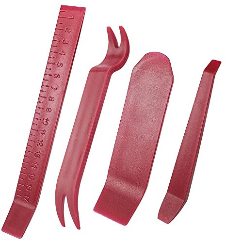 Gebildet 4-in-1 Fahrzeug Innen Verkleidung Demontage Zierleisten Polsterung Montage Keile Zierleistenkeil Cliplöser (Dunkelrot)