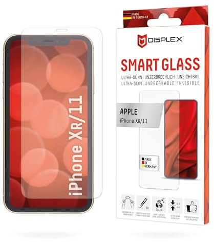 Displex Smart Glass (9H) für Apple iPhone XR/11, Montagesticker, unzerbrechlich, ultra-dünn, unsichtbar