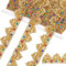 PandaHall Goldener Spitzenbesatz Mit Pailletten 9.8 Yard Vintage DIY Bastelkante Spitze Dreieck Metallic Spitzenband Zum Nähen Basteln Party Kleid Haarschmuck Hut Tasche Dekoration 1.5 Zoll Breite