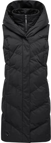 Ragwear Damen knielange Winter-Steppweste Natalka Vest mit großer Kapuze