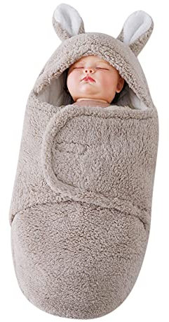 Wickeldecke Baby Warme Babydecke Plüsch Winter Kuscheldecke Neugeborene Weiche Schlafsack Kleinkind Pucksack Decke für Mädchen Junge Steppdecke Baby Dusche GeschenkGrau1-3 Monate
