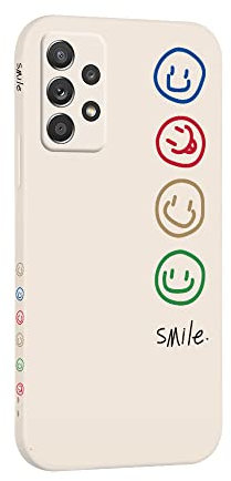 AoozeFon Hülle für Samsung Galaxy A52S Handyhülle Smile Muster Schön Mädchen Schutzhülle süß Ultra Dünn Liquid Silikon Kameraschutz Stoßfeste Case Weich Cover für Samsung A52 4G, Weiß