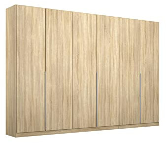 Rauch Möbel Alabama Drehtürenschrank Schrank Kleiderschrank Eiche Sonoma, Holz, 6-türig, Zubehörpaket Superior, 3 Kleiderstangen, 6 Einlegeböden, 3 Schubladen, 1 Wäscheeinteilung BxHxT 271x210x54cm
