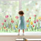 decalmile Fensteraufkleber Blumen Tulpen Schmetterling Fenster Abziehbilder Garten Blumen Anti-Kollision Fensterfolie Glas Fensterdeko Aufkleber