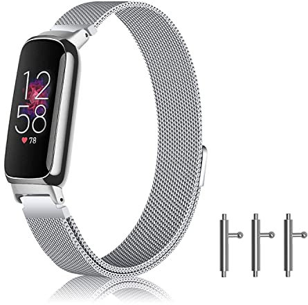 ZoRoll Armband Kompatibel mit Fitbit Inspire 3/Inspire 2/Inspire HR, Edelstahl Ersatzarmband Mesh Metall Uhrenarmband, Magnetisch Verstellbarer Ersatzband Kompatibel mit Fitbit Inspire - Silber