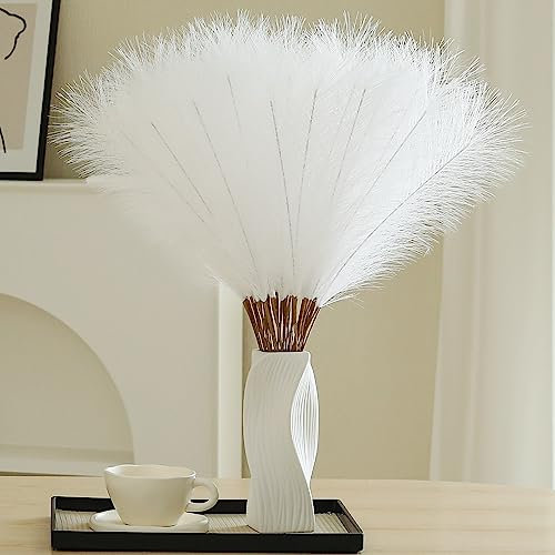 Wertuirk Lot de 30 herbes de la pampa blanches – 61 cm de long pour décoration florale de mariage, décorations de fête, Noël et décoration d'intérieur (blanc)