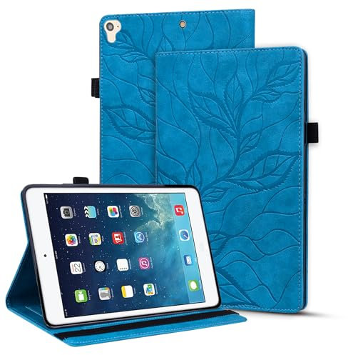 Vaitasy Funda para iPad 9.7 Pulgadas 2018/2017 iPad Air 2/ iPad Air, Cuero PU Carcasa con Auto Sueño/Estela Cover para iPad 6./5. Generation - Árbol de La Vida Azul