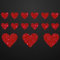 Glitzerdeals Bügelbilder Glitzer Set 15 Herzen in Glitzer rot Aufbügler für Textilien Karneval Kostüm Herzen Bügelflicken Herz Fasching Patch zum Aufbügeln Herzen