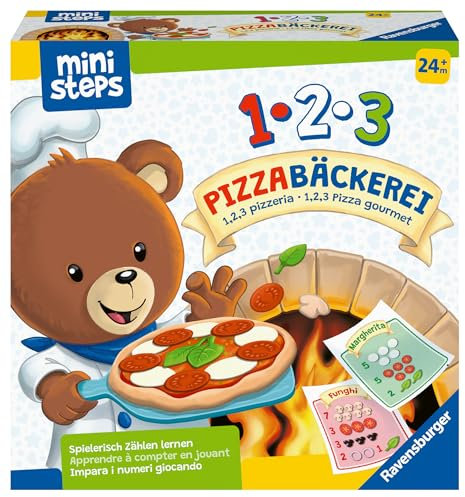 Ravensburger ministeps 4586 1,2,3 Pizzabäckerei - Spielerisch Zählen Lernen mit Bär Butz, Spielzeug ab 2 Jahren